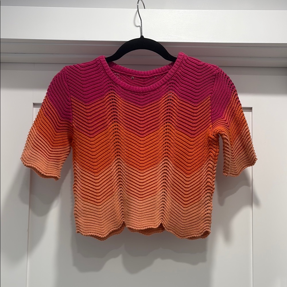 Gradient Pink and Orange Knit Women's Top